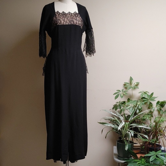 Vintage Dresses & Skirts - Addys' California Very Vintage Black Gown Size M
